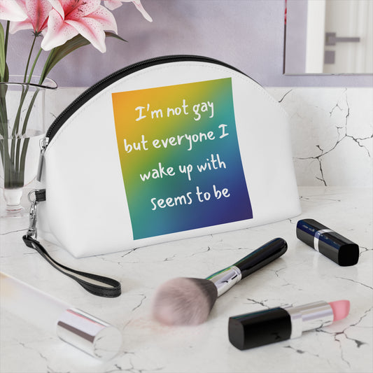 Makeup Bag — 'I'm Not Gay But Everyone I Wake Up With Seems To Be' Rainbow Cosmetic Pouch
