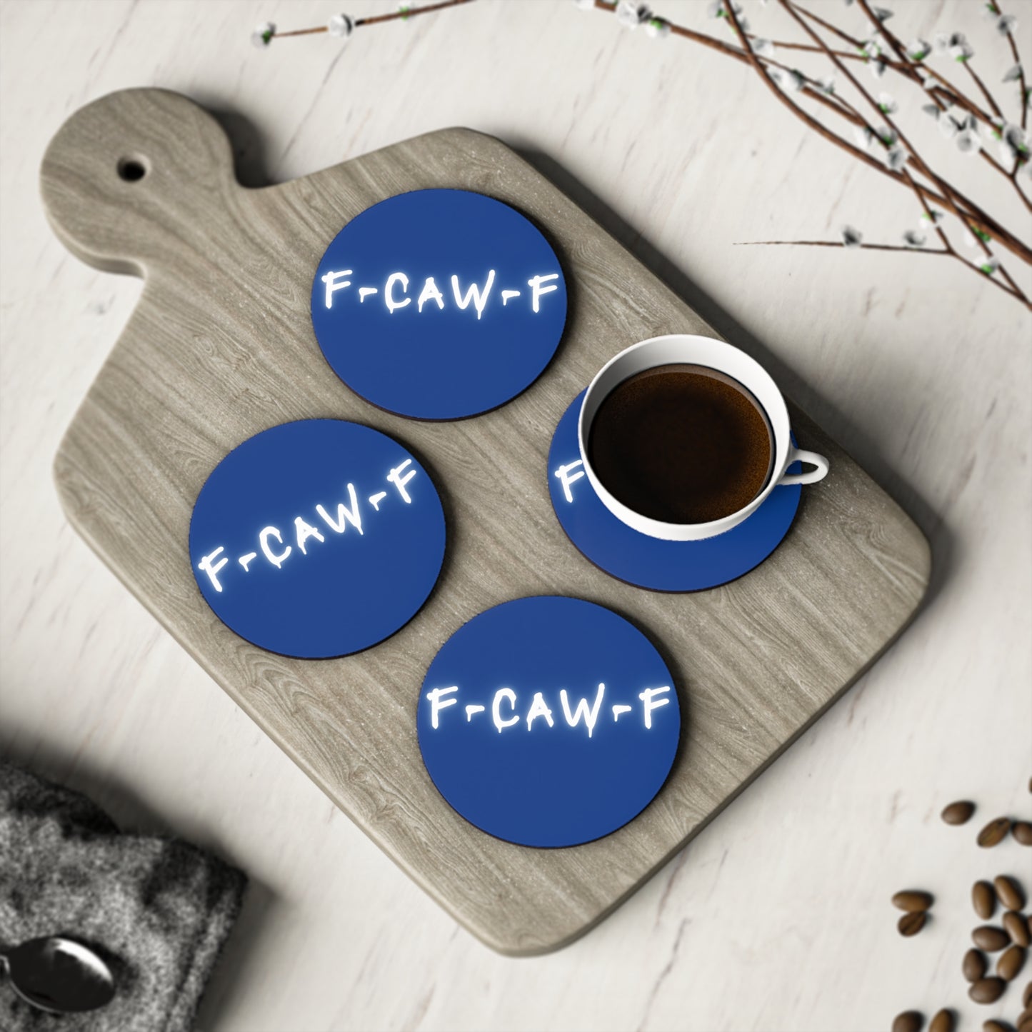 Coaster — "F-CAW-F" SET OF 4 (Blue)