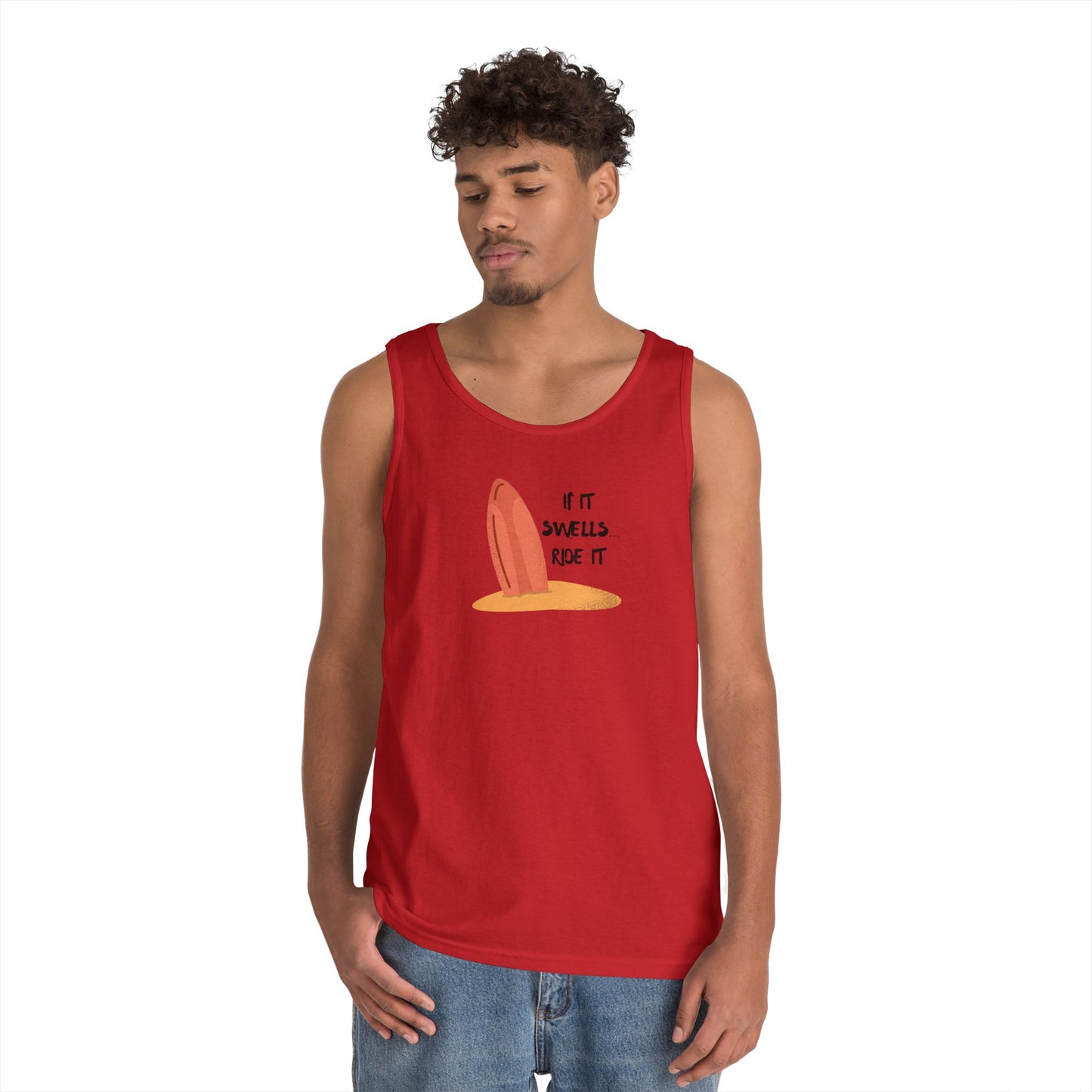 Surfboard Tank Top — "If It Swells Ride It"