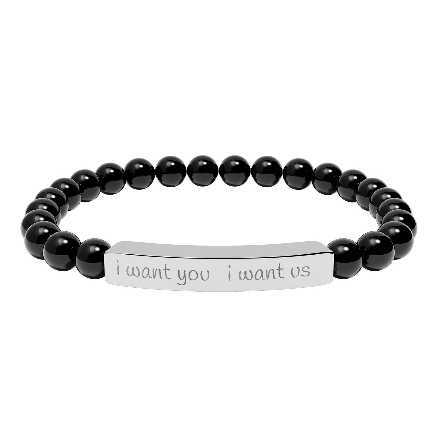 i want you  i want us - Natural Stone Bead Stretch Bracelet