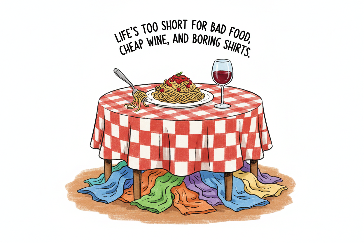 LIFE'S TOO SHORT -WINE, FOOD & HUMOR