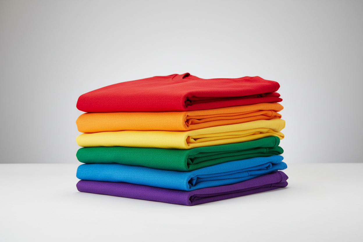 Rainbow Stack of Folded T-Shirts